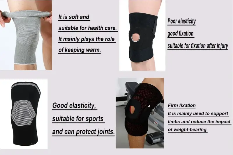 Genouillères variées : certaines douces pour le soin, d'autres élastiques pour le sport. Peut-on porter une genouillère toute la journée ? Cela dépend de son usage.